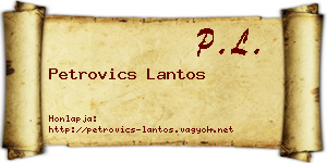 Petrovics Lantos névjegykártya